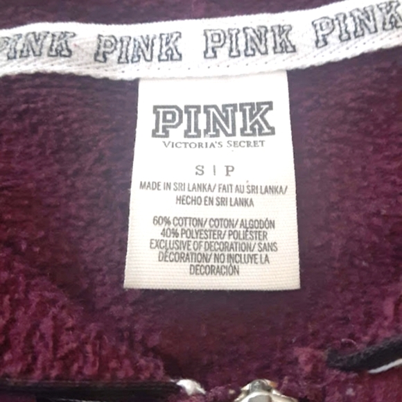 🏝🌺Pink Victoria's Secret Maroon Small Hoodie Jacket Sweater - Picture 5 of 11